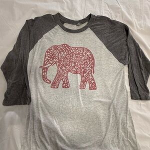 Gray and Pink Elephant women’s  Raglan Shirt